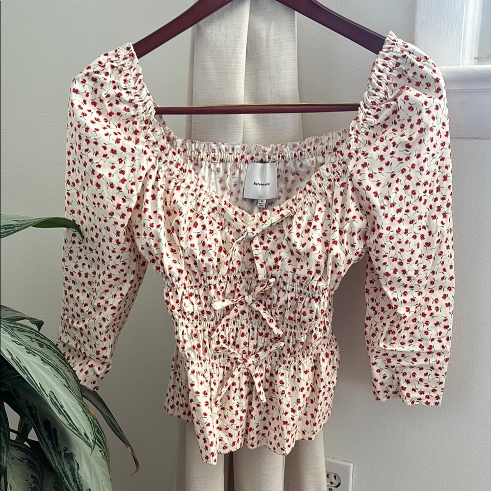 Reformation Blouse with Bow Detail